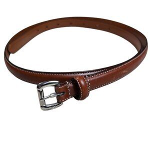 Lauren Ralph Lauren Brown Silver Belt Women Leather Office Preppy